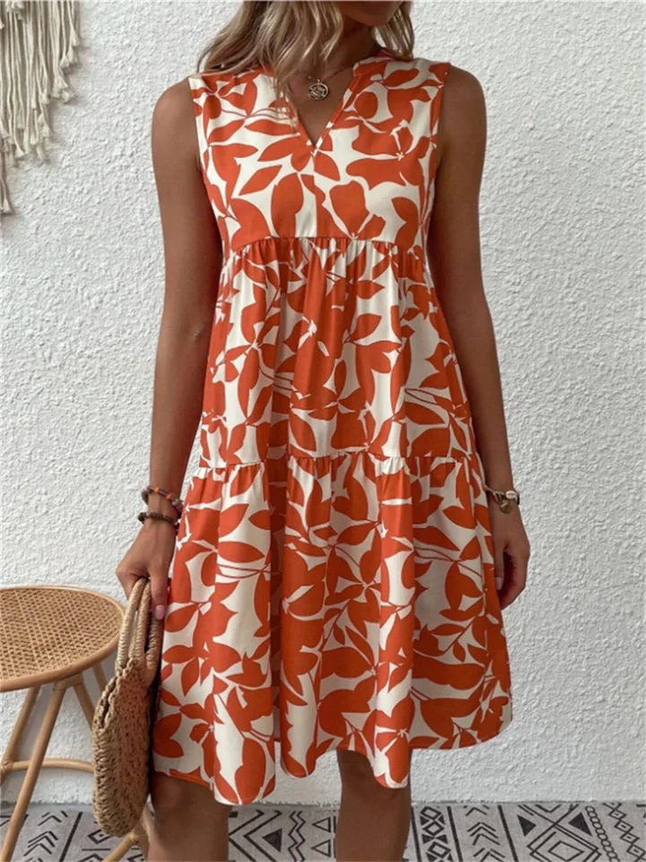 Marie™ | Ærmeløs Sommerkjole Med Grøn Print